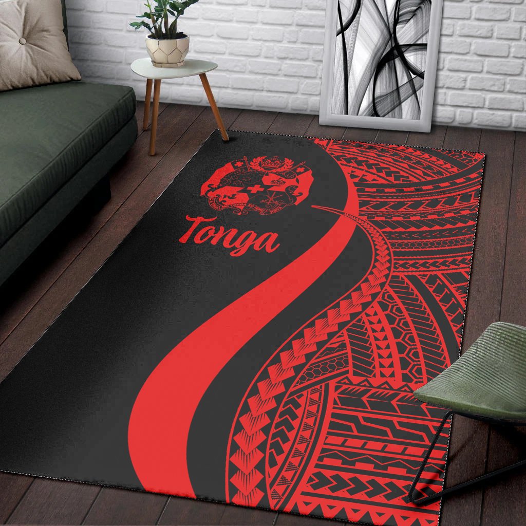 Tonga Area Rug - Red Polynesian Tentacle Tribal Pattern-Myprintsy