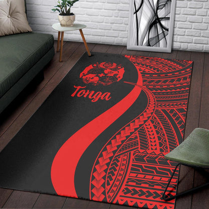 Tonga Area Rug - Red Polynesian Tentacle Tribal Pattern-Myprintsy