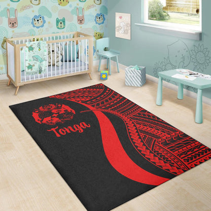 Tonga Area Rug - Red Polynesian Tentacle Tribal Pattern-Myprintsy