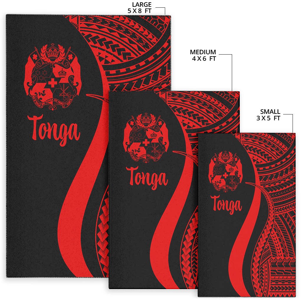 Tonga Area Rug - Red Polynesian Tentacle Tribal Pattern-Myprintsy