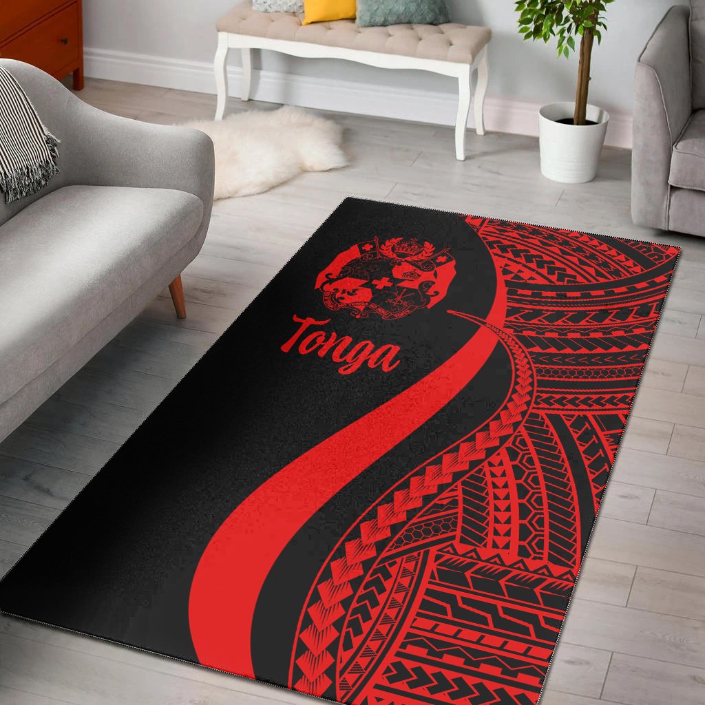 Tonga Area Rug - Red Polynesian Tentacle Tribal Pattern-Myprintsy