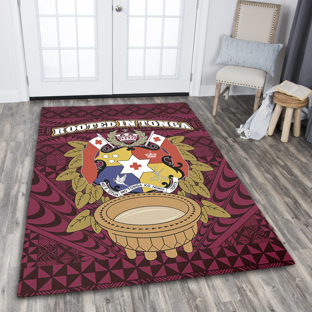 Tonga Area Rug Rooted In Tonga Coat Of Arms Kava Bowl Ngatu Style-Myprintsy