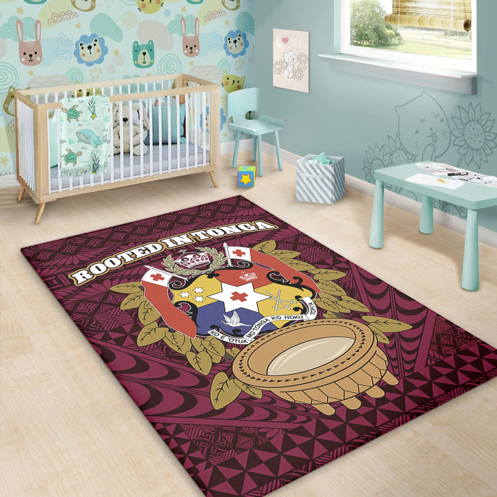 Tonga Area Rug Rooted In Tonga Coat Of Arms Kava Bowl Ngatu Style-Myprintsy
