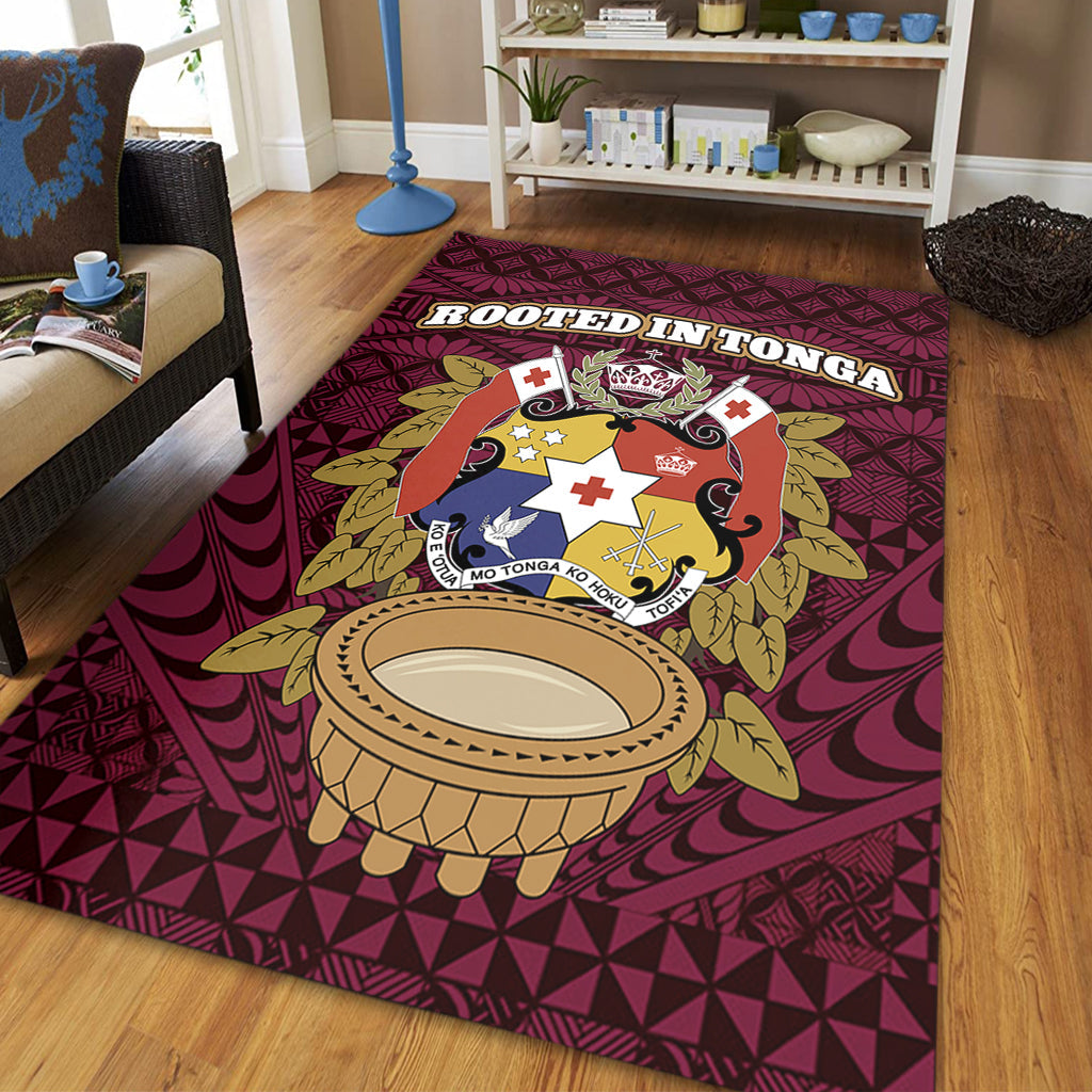 Tonga Area Rug Rooted In Tonga Coat Of Arms Kava Bowl Ngatu Style-Myprintsy