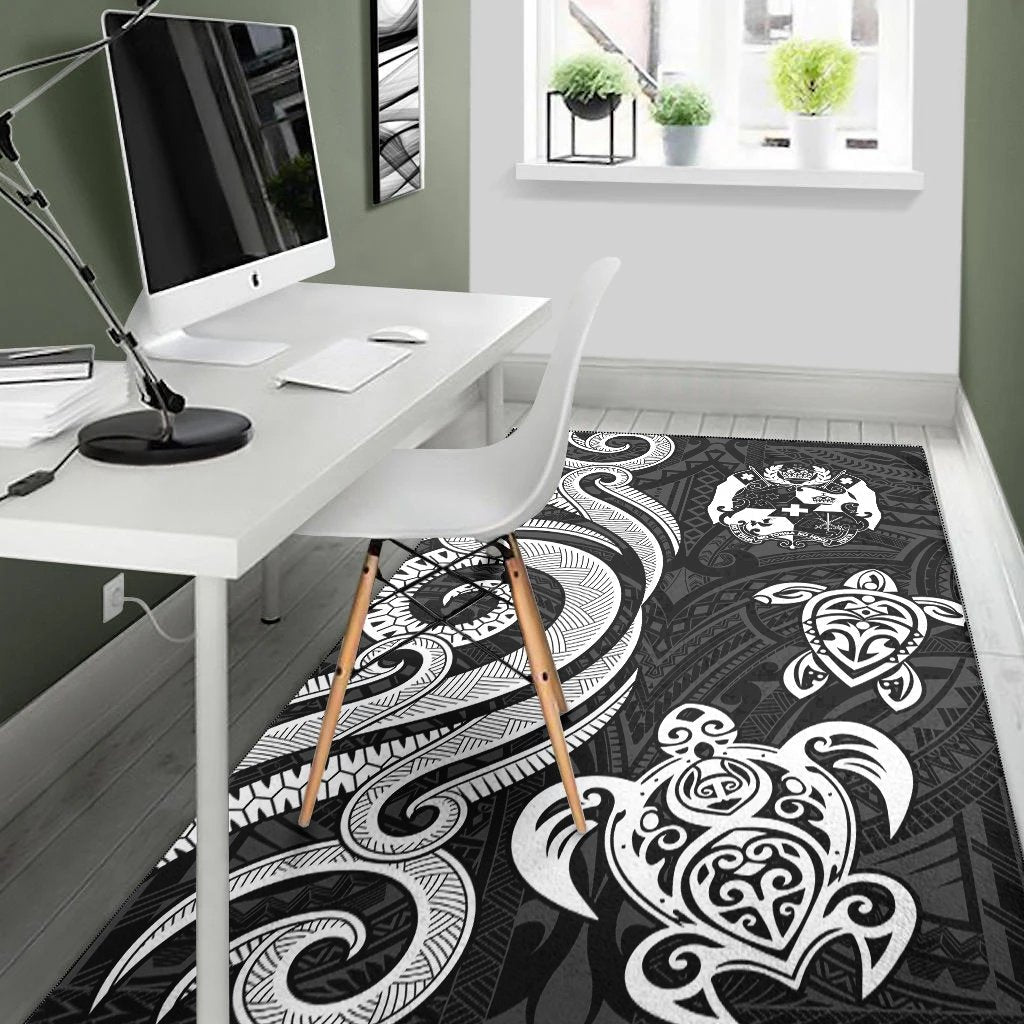 Tonga Area Rug - White Tentacle Turtle-Myprintsy