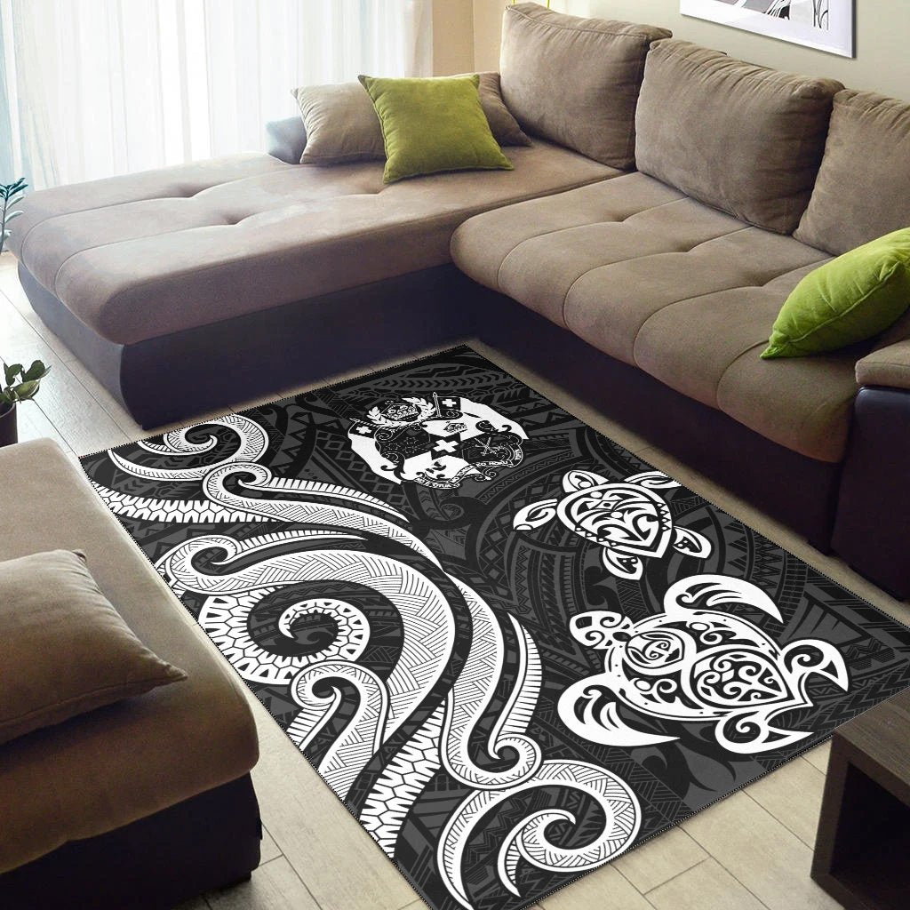 Tonga Area Rug - White Tentacle Turtle-Myprintsy