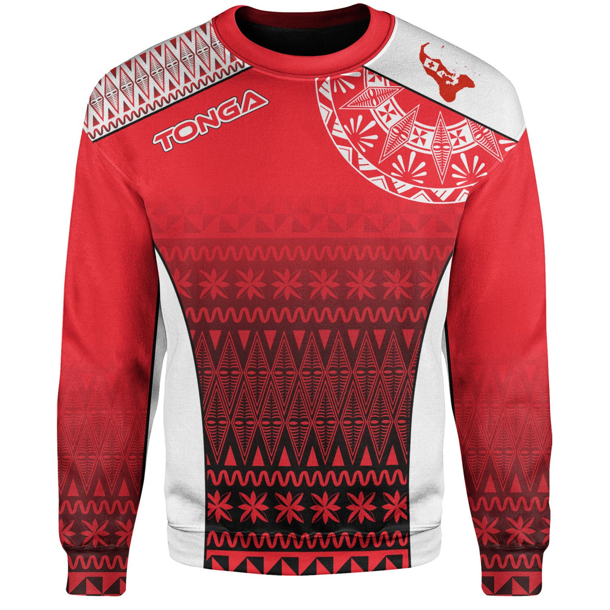 Tonga Custom Personalised Sweatshirt Map Tongan Ngatu Gradient Style