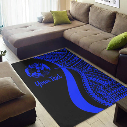 Tonga Custom Personalised Area Rug - Blue Polynesian Tentacle Tribal Pattern-Myprintsy
