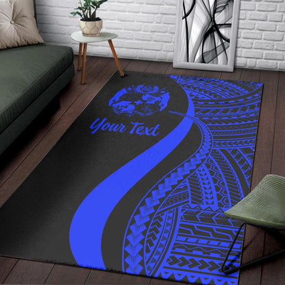 Tonga Custom Personalised Area Rug - Blue Polynesian Tentacle Tribal Pattern-Myprintsy