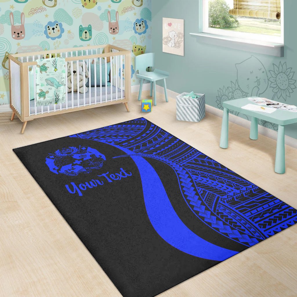 Tonga Custom Personalised Area Rug - Blue Polynesian Tentacle Tribal Pattern-Myprintsy