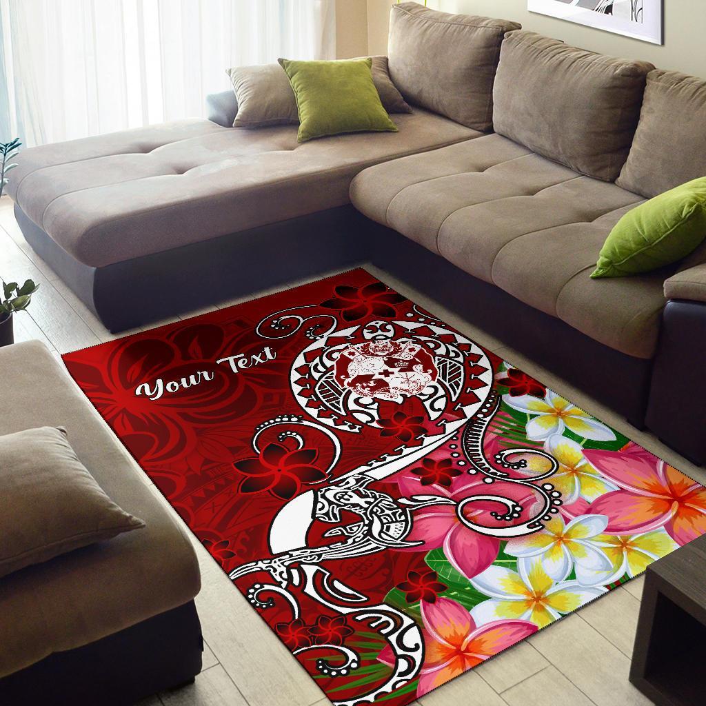 Tonga Custom Personalised Area Rug - Turtle Plumeria (Red)-Myprintsy