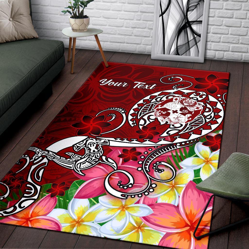 Tonga Custom Personalised Area Rug - Turtle Plumeria (Red)-Myprintsy