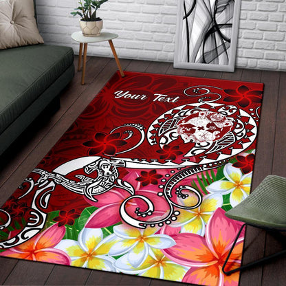 Tonga Custom Personalised Area Rug - Turtle Plumeria (Red)-Myprintsy
