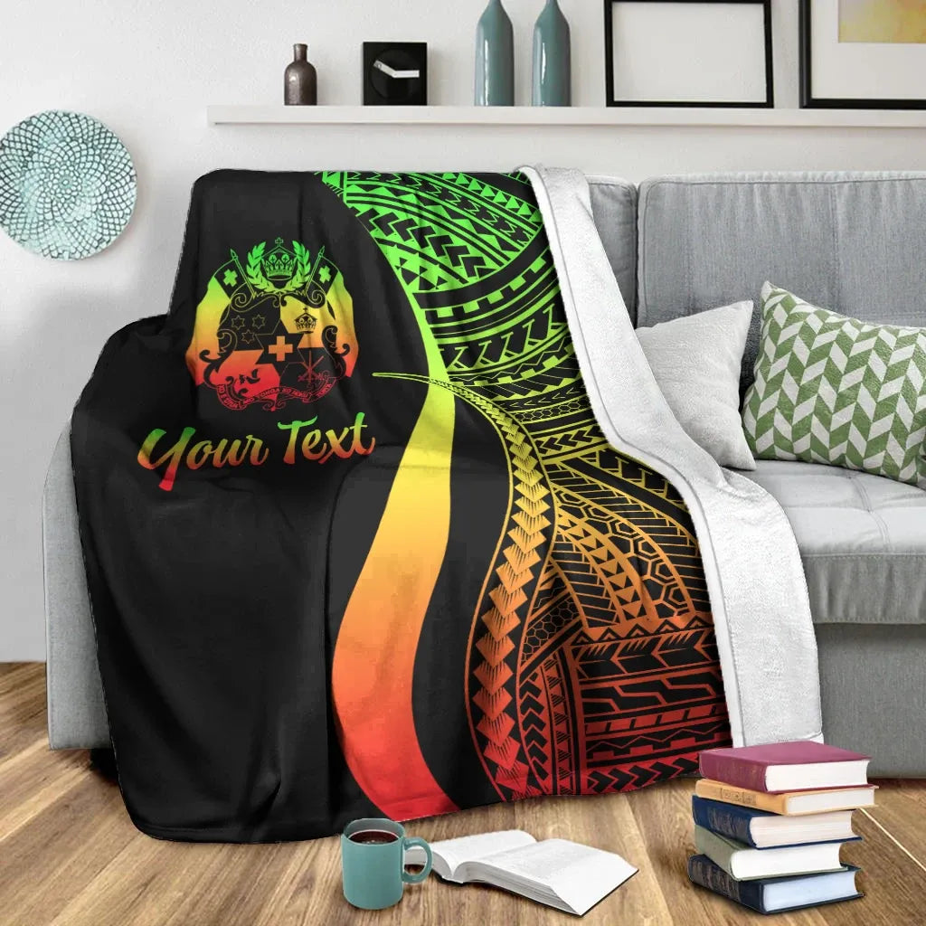 Tonga Custom Personalised Premium Blanket - Reggae Polynesian Tentacle Tribal Pattern-Myprintsy