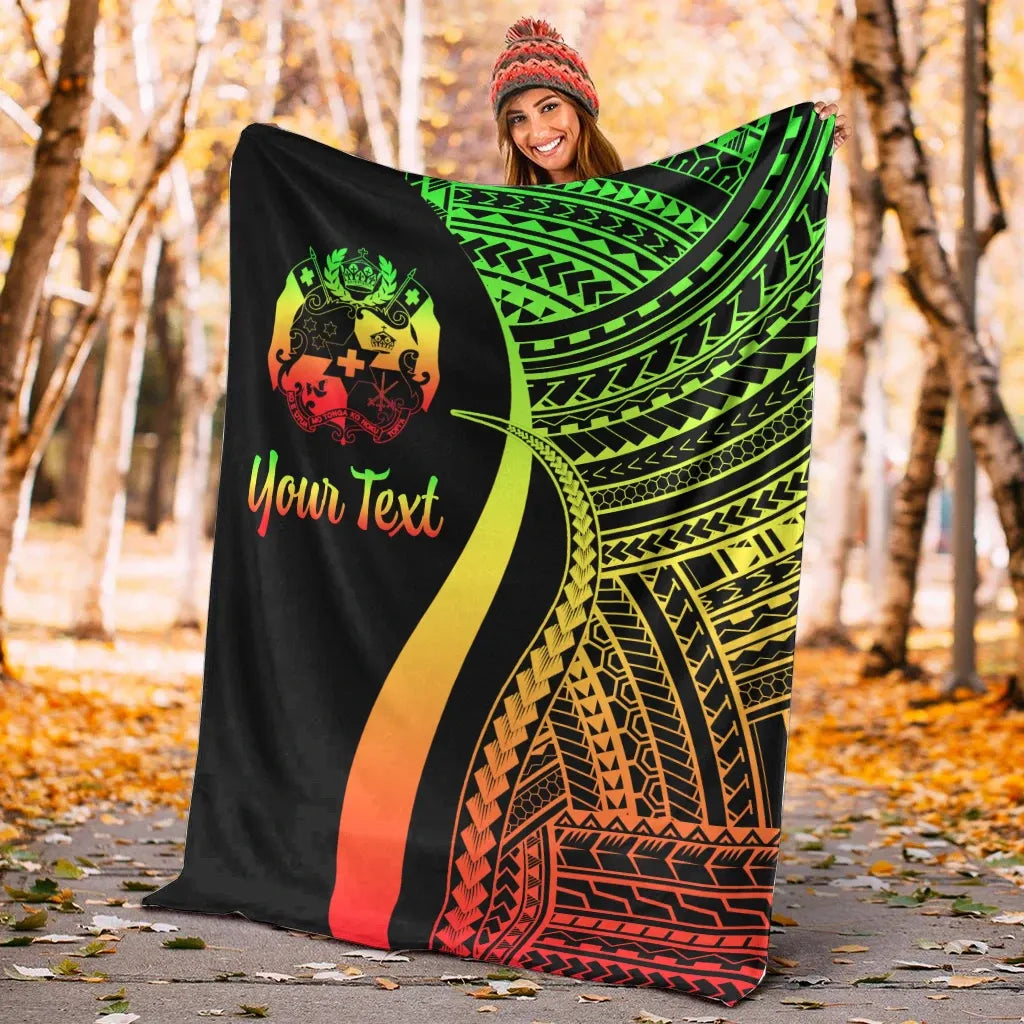 Tonga Custom Personalised Premium Blanket - Reggae Polynesian Tentacle Tribal Pattern-Myprintsy