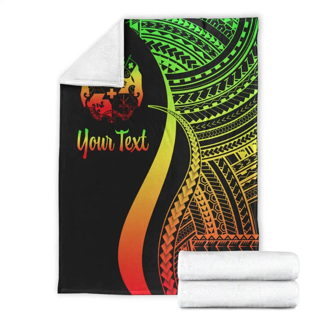 Tonga Custom Personalised Premium Blanket - Reggae Polynesian Tentacle Tribal Pattern-Myprintsy
