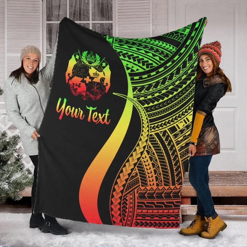 Tonga Custom Personalised Premium Blanket - Reggae Polynesian Tentacle Tribal Pattern-Myprintsy