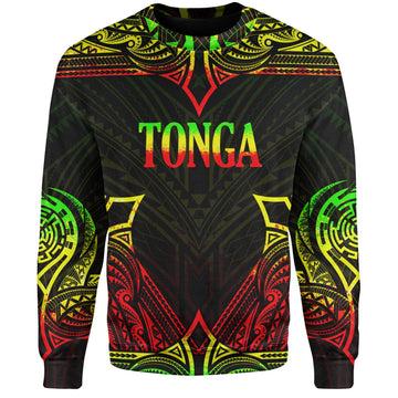 Tonga Custom Personalised Sweatshirt Coat Of Arms With Patterns Reggae Color-Myprintsy