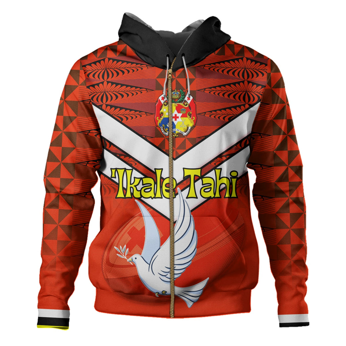 Tonga Hoodie Tonga Tradition Patterns With Rugby Ball-Myprintsy