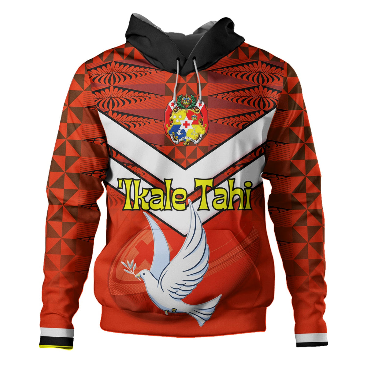 Tonga Hoodie Tonga Tradition Patterns With Rugby Ball-Myprintsy