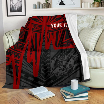 Tonga Personalised Premium Blanket - Tonga Seal In Heartbeat Patterns Style (Red)-Myprintsy