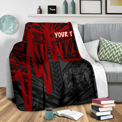 Tonga Personalised Premium Blanket - Tonga Seal In Heartbeat Patterns Style (Red)-Myprintsy