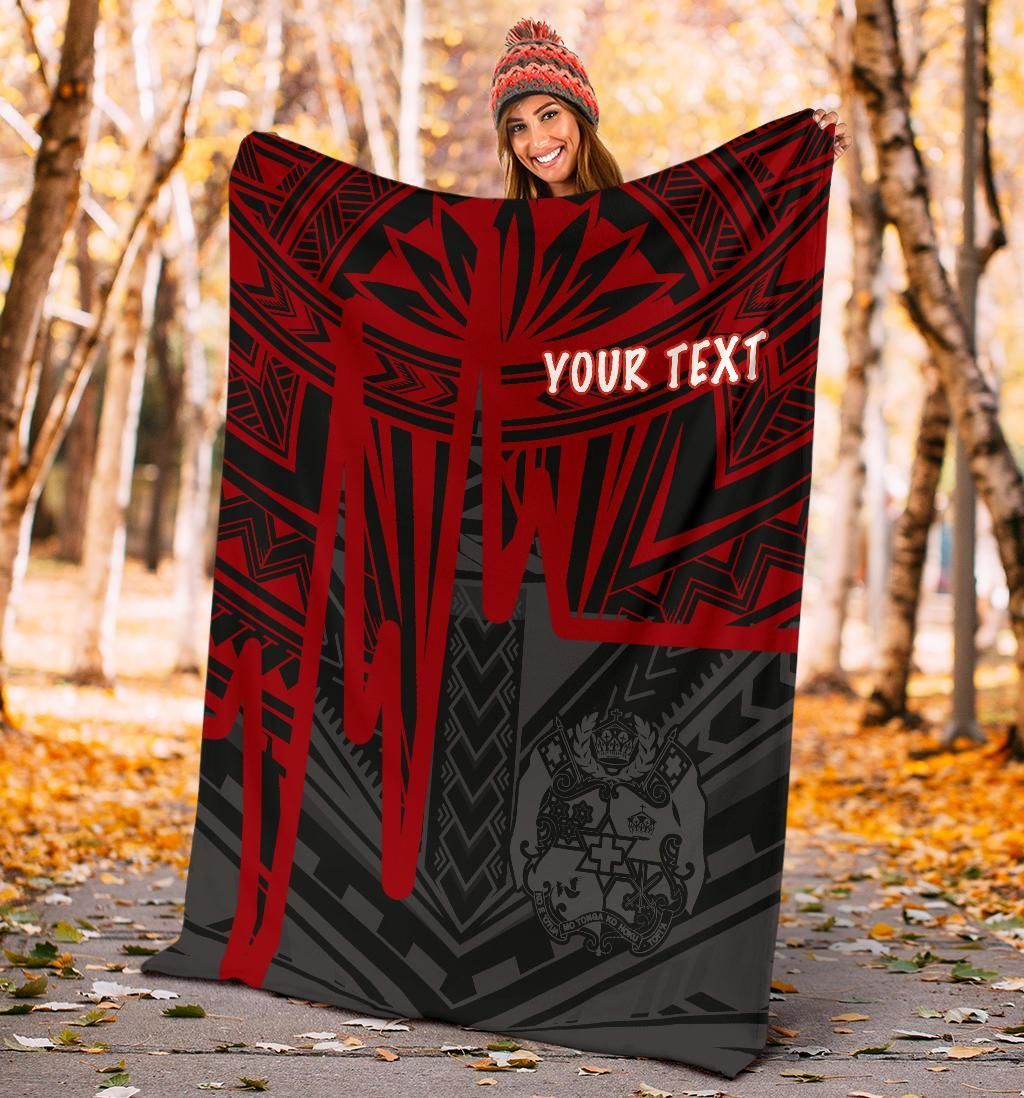 Tonga Personalised Premium Blanket - Tonga Seal In Heartbeat Patterns Style (Red)-Myprintsy