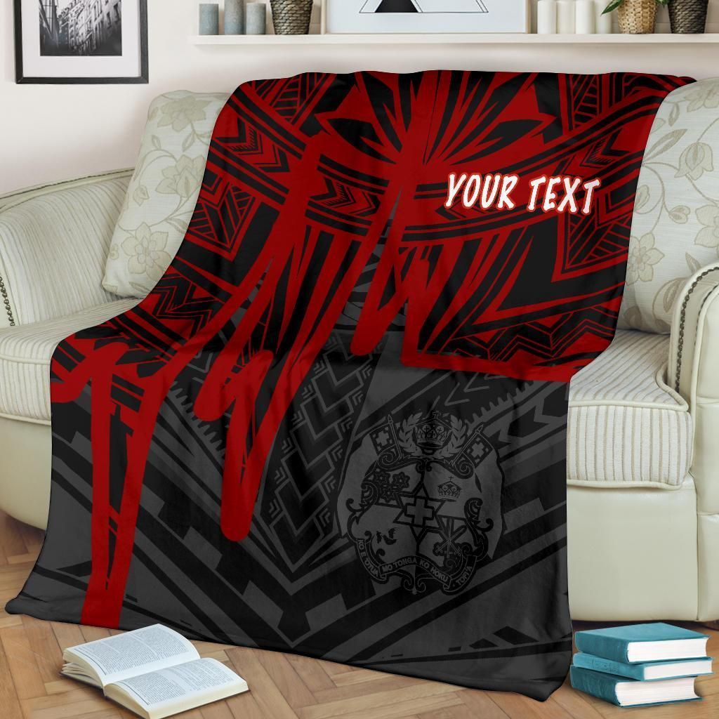 Tonga Personalised Premium Blanket - Tonga Seal In Heartbeat Patterns Style (Red)-Myprintsy