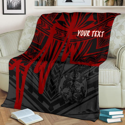 Tonga Personalised Premium Blanket - Tonga Seal In Heartbeat Patterns Style (Red)-Myprintsy