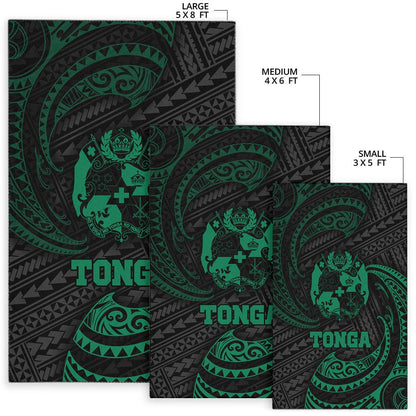 Tonga Polynesian Area Rug - Green Tribal Wave-Myprintsy
