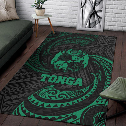 Tonga Polynesian Area Rug - Green Tribal Wave-Myprintsy