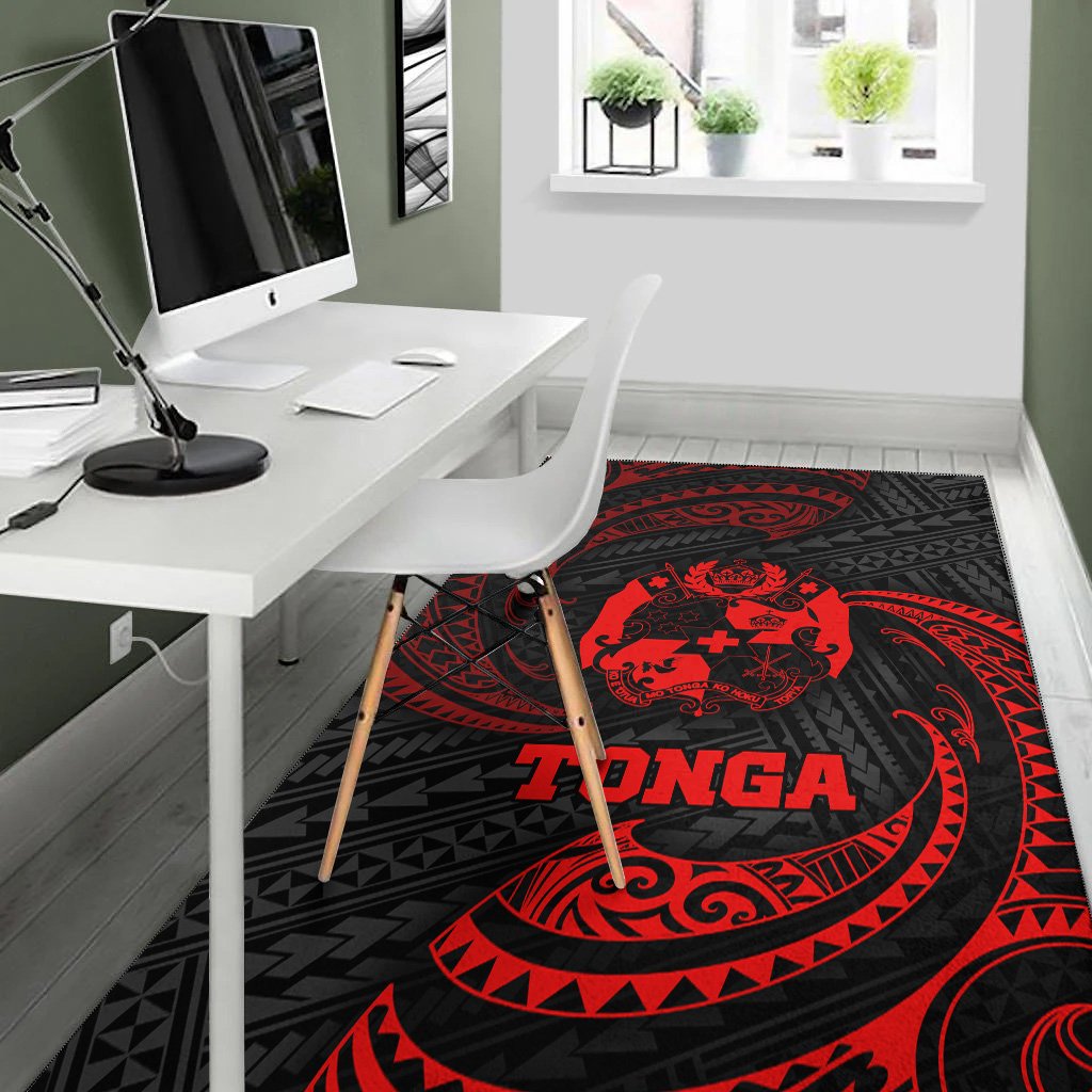 Tonga Polynesian Area Rug - Red Tribal Wave-Myprintsy