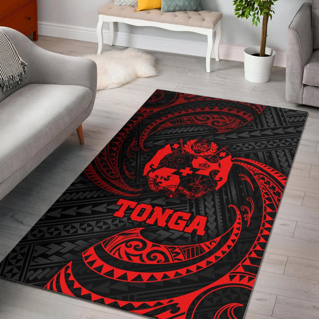 Tonga Polynesian Area Rug - Red Tribal Wave-Myprintsy