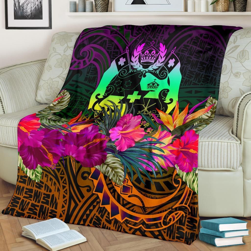 Tonga Polynesian Premium Blanket - Summer Hibiscus-Myprintsy