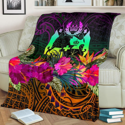 Tonga Polynesian Premium Blanket - Summer Hibiscus-Myprintsy