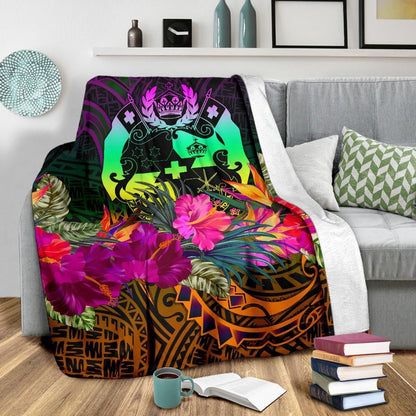 Tonga Polynesian Premium Blanket - Summer Hibiscus-Myprintsy