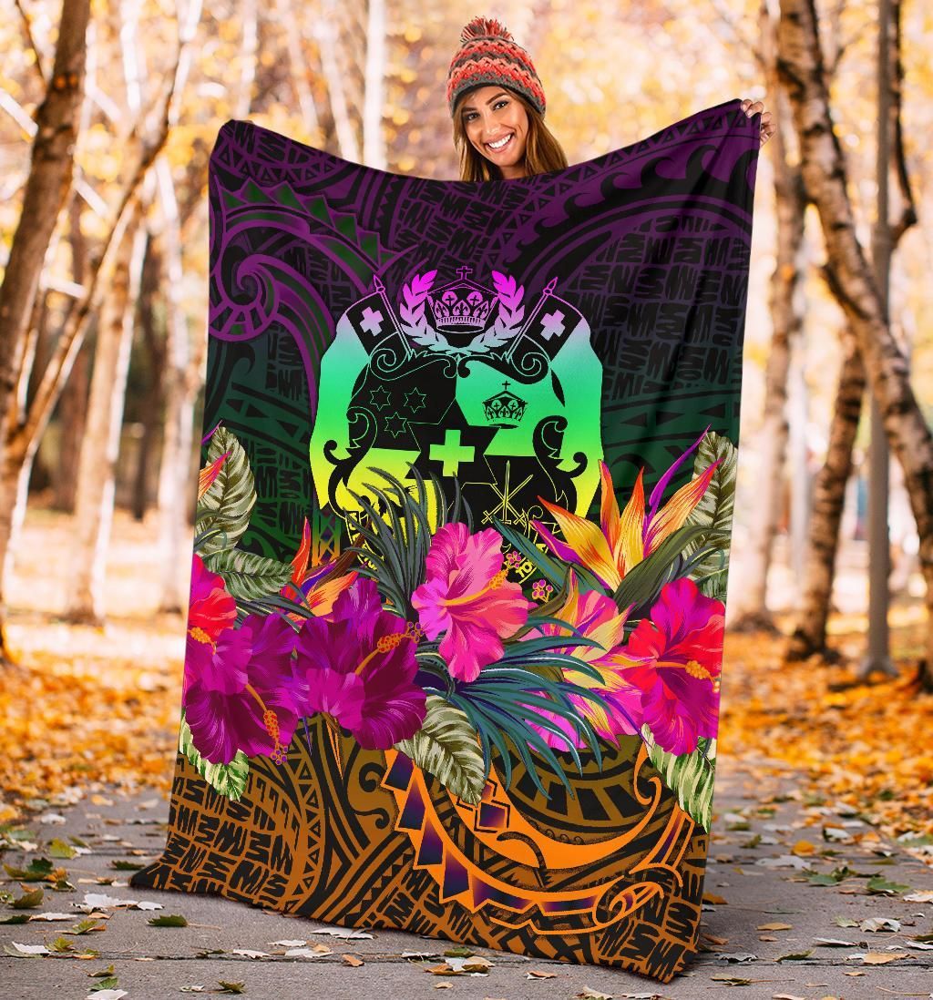 Tonga Polynesian Premium Blanket - Summer Hibiscus-Myprintsy