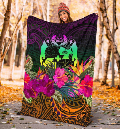 Tonga Polynesian Premium Blanket - Summer Hibiscus-Myprintsy