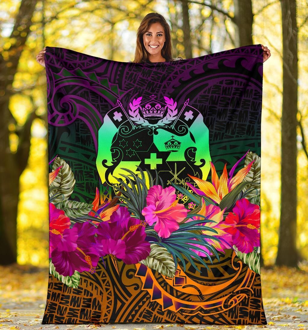 Tonga Polynesian Premium Blanket - Summer Hibiscus-Myprintsy