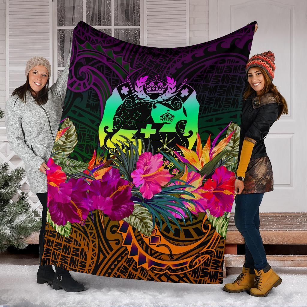 Tonga Polynesian Premium Blanket - Summer Hibiscus-Myprintsy