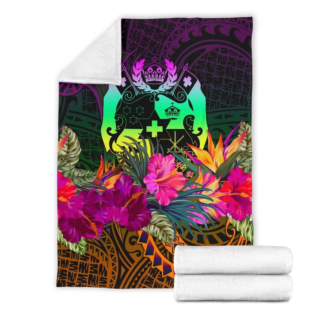 Tonga Polynesian Premium Blanket - Summer Hibiscus-Myprintsy