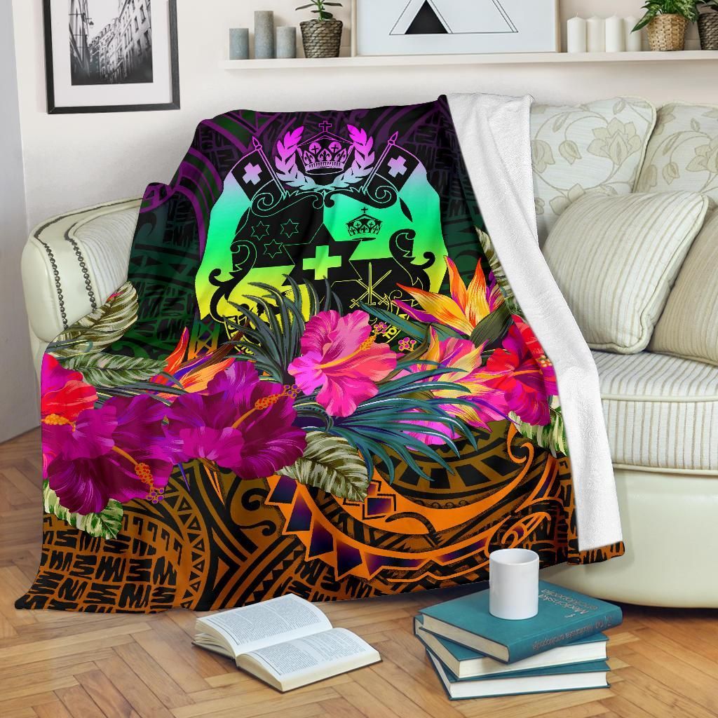 Tonga Polynesian Premium Blanket - Summer Hibiscus-Myprintsy