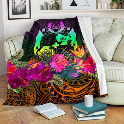 Tonga Polynesian Premium Blanket - Summer Hibiscus-Myprintsy
