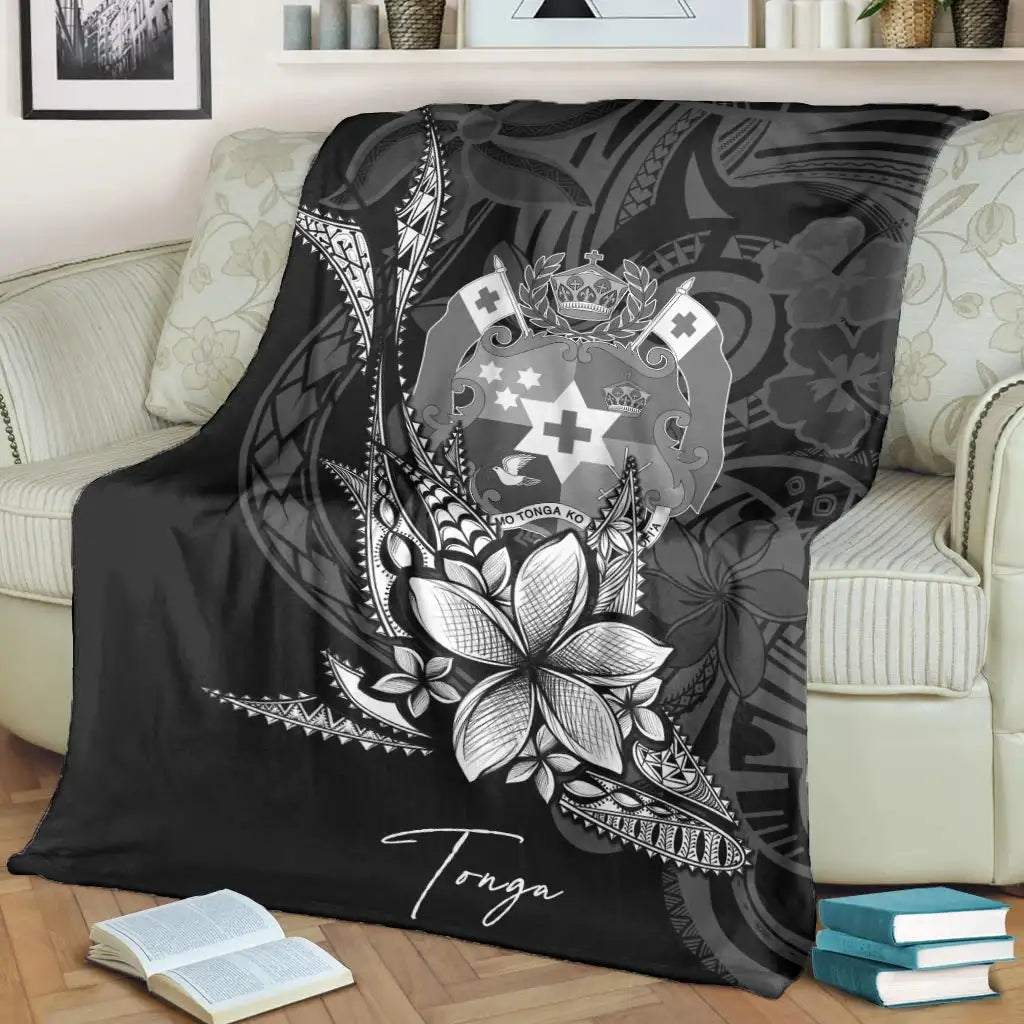 Tonga Premium Blanket - Fish With Plumeria Flowers Style-Myprintsy
