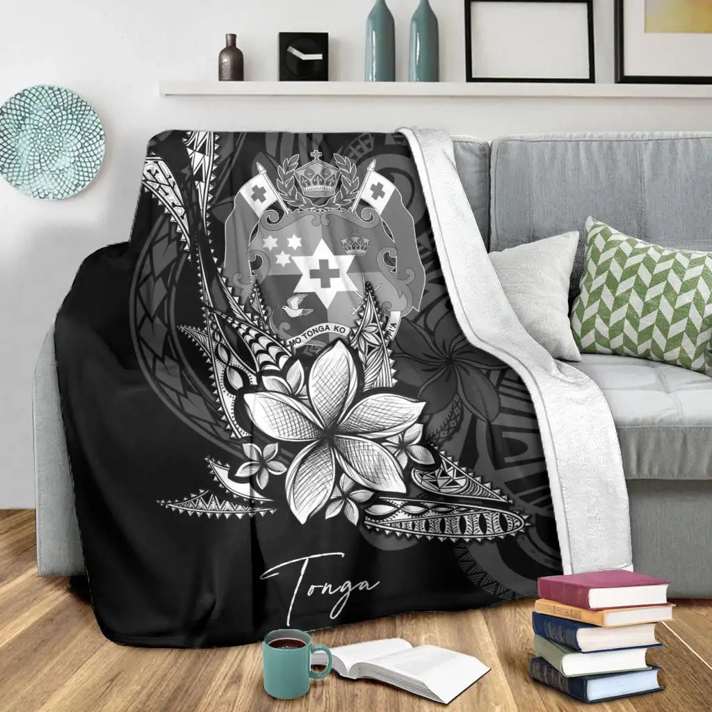 Tonga Premium Blanket - Fish With Plumeria Flowers Style-Myprintsy