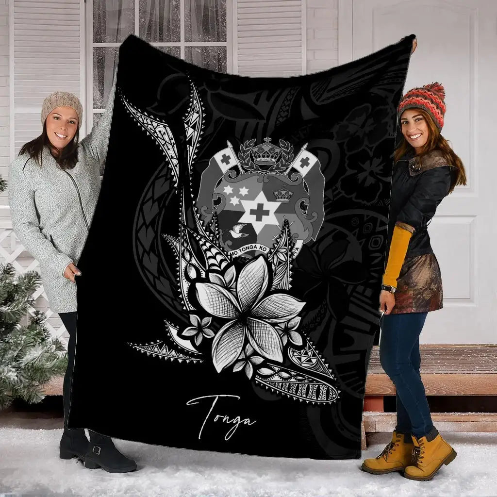 Tonga Premium Blanket - Fish With Plumeria Flowers Style-Myprintsy