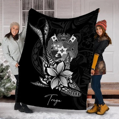 Tonga Premium Blanket - Fish With Plumeria Flowers Style-Myprintsy