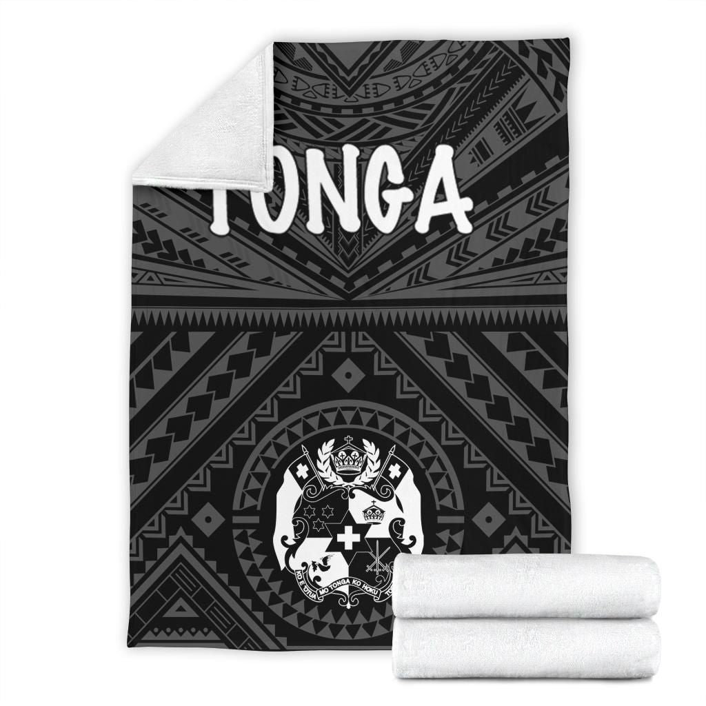 Tonga Premium Blanket - Tonga Seal With Polynesian Tattoo Style (Black)-Myprintsy