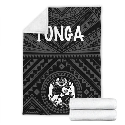 Tonga Premium Blanket - Tonga Seal With Polynesian Tattoo Style (Black)-Myprintsy