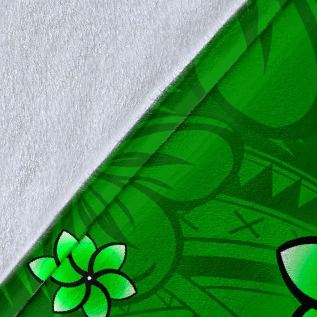 Tonga Premium Blanket - Turtle Plumeria (Green)-Myprintsy